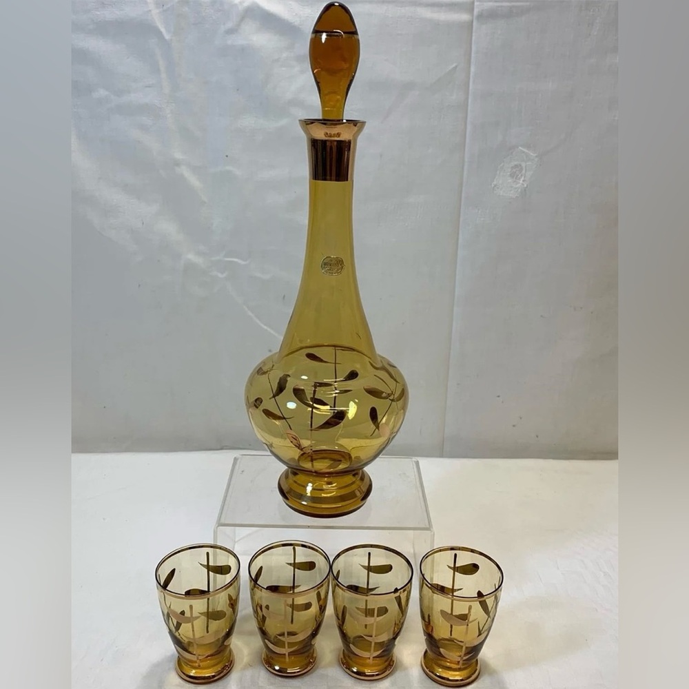 Bohemian Gold Decanter Set